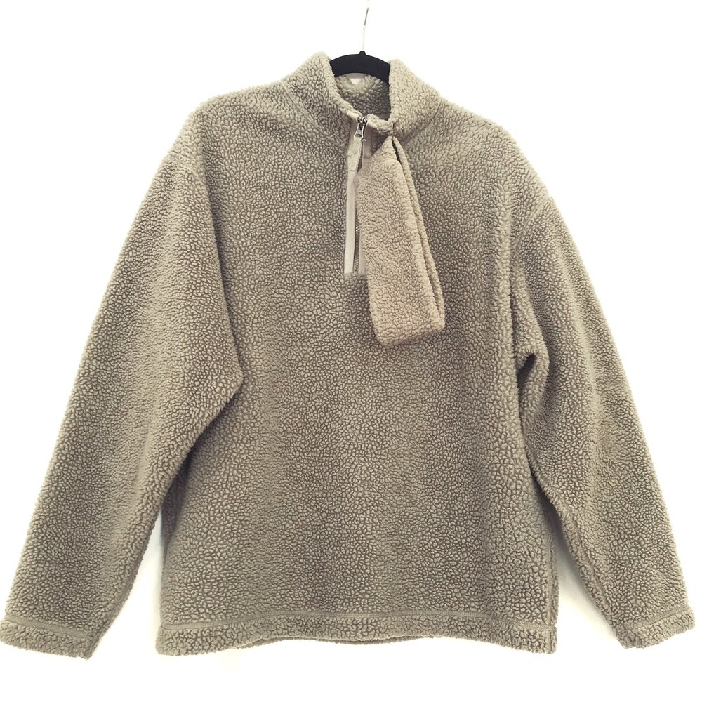 SOLD!!  GAP Small Brown Sherpa 1/4 Zip Oversized Pullover Sweatshirt Scrunchie